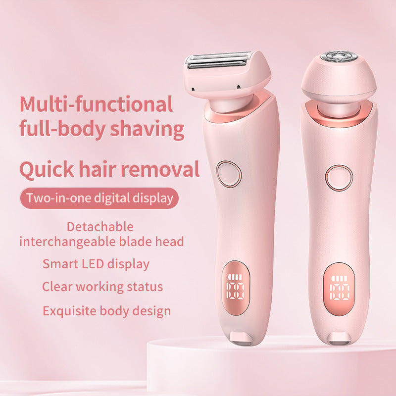 2 In 1 Hair Removal Epilator USB Rechargeable Trimmer Women Body Razor Face Leg Armpit Bikini Hand Pubic Shaver Hair Remover