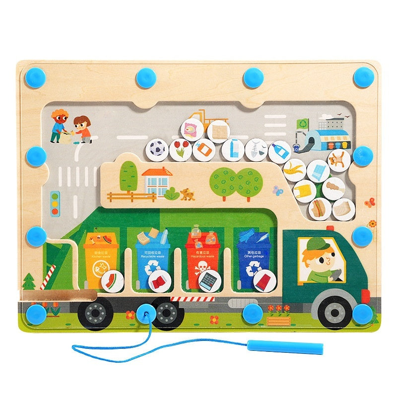 Children's Montessori Early Education Puzzle Mushroom House Digital Cognitive Classification Magnetic Pen Using Organ Walking Maze Counting Chamber