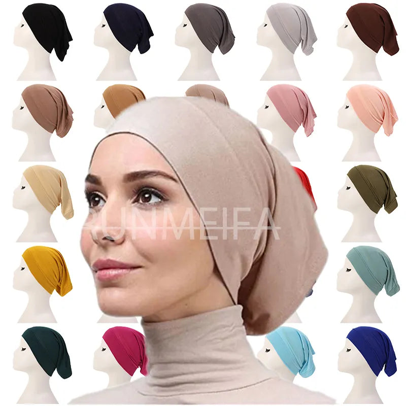 Mode Moslim Hijab Caps Solid Underscarf Vrouwen Sluier Modale Katoen Hijab Moslim Sjaal Tulbanden Hoofd Vrouwen Hijaabs Hoed Islamitische 