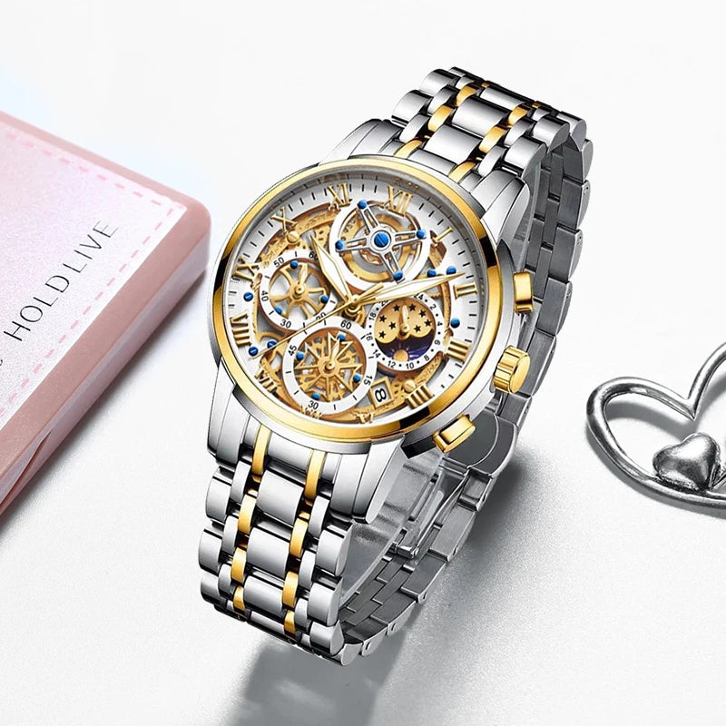 LIGE 2023 nouveau or femmes montres créatif en acier femmes Bracelet montres dames mode étanche femme Relogio Feminino