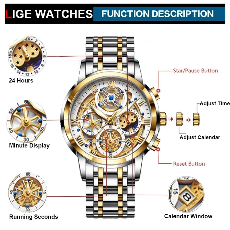 LIGE 2023 nouveau or femmes montres créatif en acier femmes Bracelet montres dames mode étanche femme Relogio Feminino