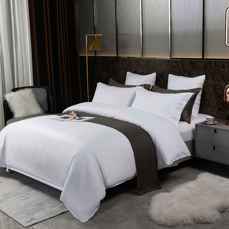 Hotel Hotel Four-piece Pure White Bed Sheet Quilt Cover Pillowcase Hotel Bed Linen Wholesale Generation