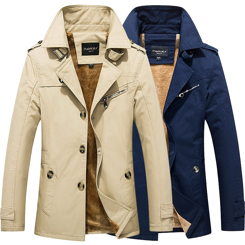 2022 Autumn And Winter Men's New Men's Jacket Casual Men's Jacket Work Coat Cotton Washed Trench Coat