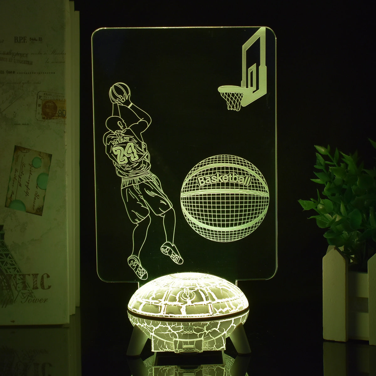 Basketball Kobe Commemorative 3D Night Light Remote Control Touch UFO Base LED Colorful Table Lamp School Event Souvenir