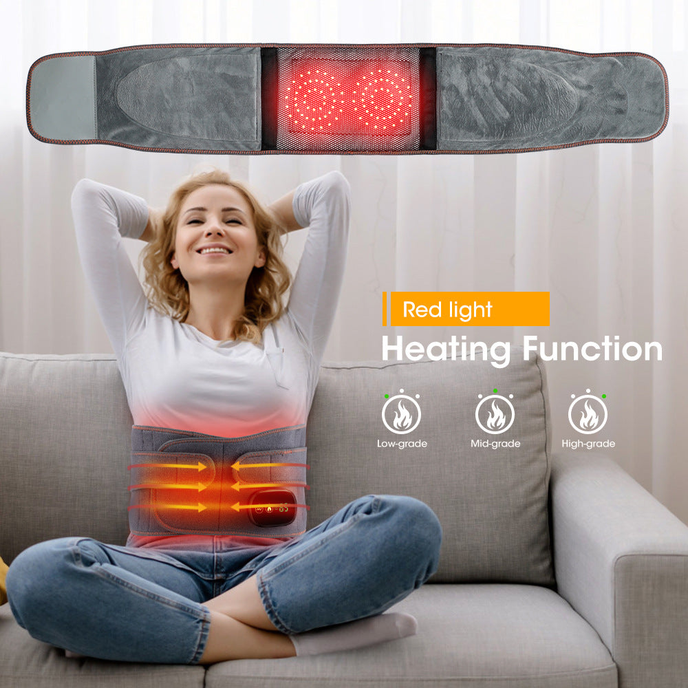 Red Belt Usb Electric Heating Light Wave Hot Compress Physiotherapy Far Infrared Vibration Massage Lumbar Disc Belt